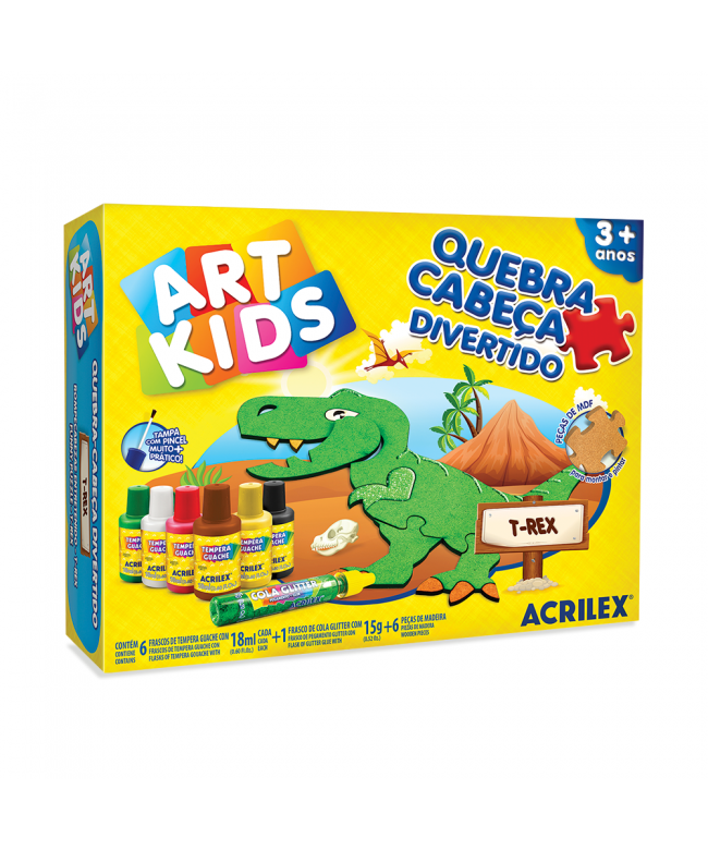 Quebra cabeça divertido T-Rex Art Kids Acrilex 40061